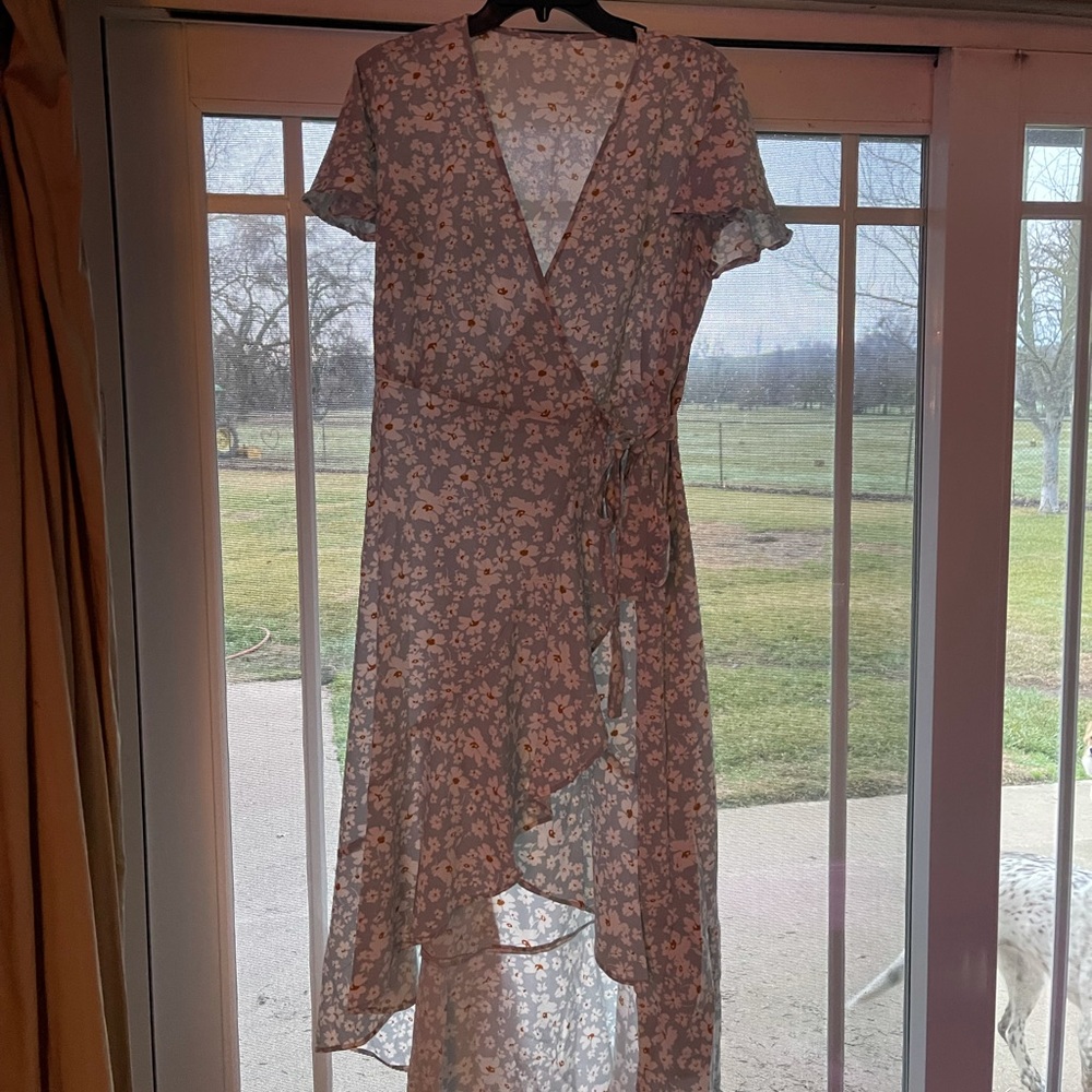 Floral High Low Wrap Dress